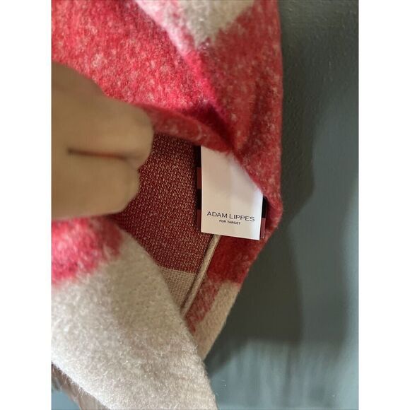 NWT Adam Lippes Target Plaid Mohair Fringe Trim Tassel Poncho Sweater Red S/M - Picture 3 of 3